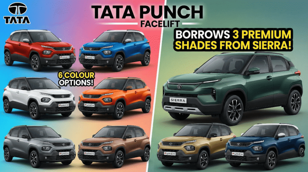 Tata Punch Facelift Gets 6 Colour Options: Borrows 3 Premium Shades from Tata Sierra