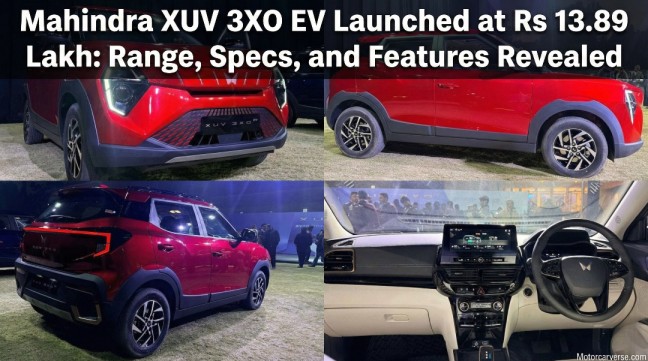 Mahindra XUV 3XO EV Launched at Rs 13.89 Lakh: Range, Specs, and Features Revealed