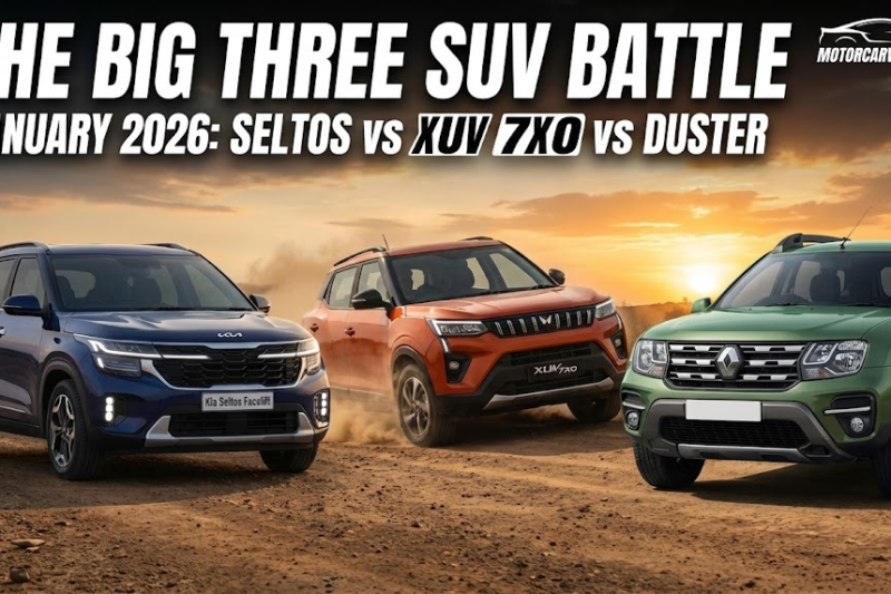 The Big Three SUV Battle of January 2026: Kia Seltos Facelift vs Mahindra XUV 7XO vs Renault Duster
