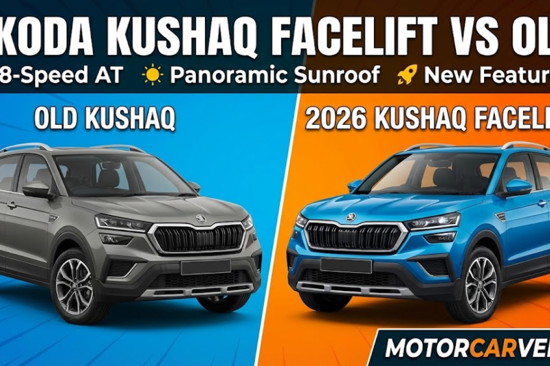 2026 Skoda Kushaq Facelift vs Old: 8-Speed AT, Panoramic Sunroof & New Features!