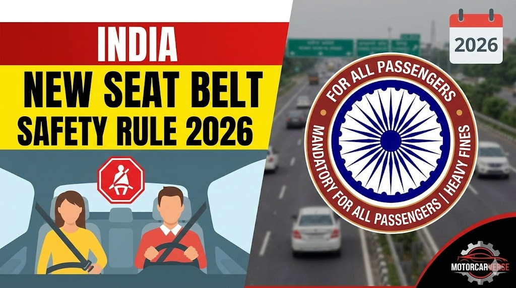 India New Seat Belt Safety Rule 2026: Mandatory Rear Alarms, Fines & 3-Point Belts